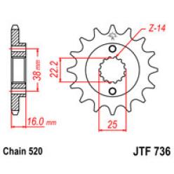 Звездочка передняя JT Sprockets (шаг 520 ) JT JTF736